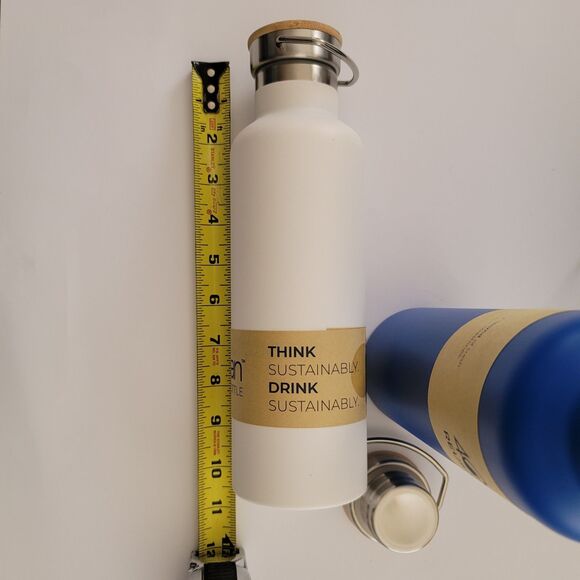 4OCEAN Insulated Blue & White Stainless Steel Reusable Water Bottles Set Of 2 - Picture 11 of 13